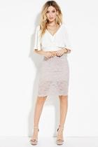 Forever21 Women's  Taupe Lace Pencil Skirt