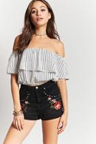 Forever21 Embroidered High-waist Shorts