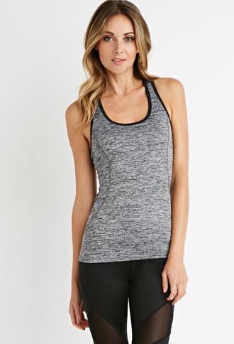 Forever21 Strappy Mesh-back Marled Tank
