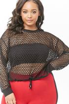 Forever21 Plus Size Long Sleeve Fishnet Crop Top