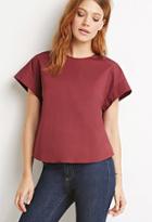 Love21 Women's  Boxy Side-buttoned Top (burgundy)