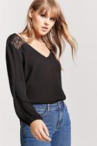 Forever21 High-low Lace Panel Top
