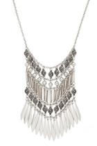 Forever21 B.silver Medallion Matchstick Necklace