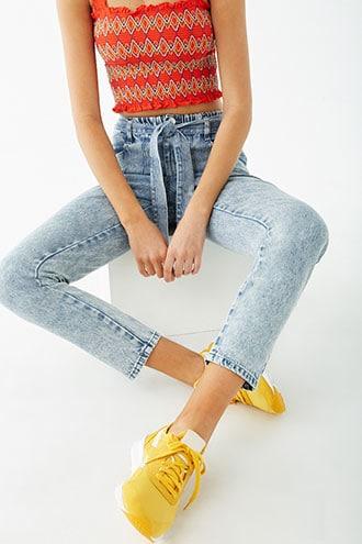 Forever21 High-rise Belted Jeans