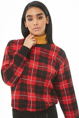 Forever21 Fleece Tartan Plaid Sweatshirt