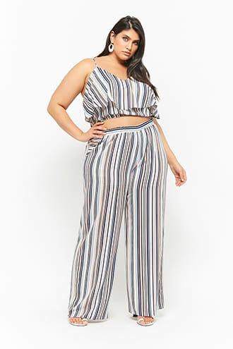 Forever21 Plus Size Striped Crepe Pants
