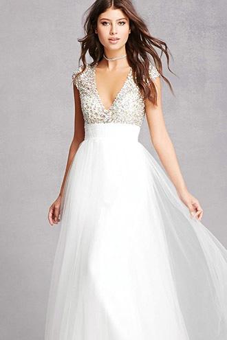 Forever21 Rhinestone & Sequin Tulle Gown