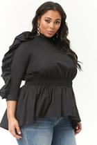 Forever21 Plus Size Ruffled Sleeve Mock Neck Top