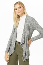 Forever21 Marled Ribbed Drape-front Cardigan