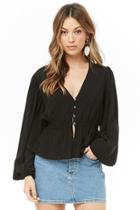 Forever21 Button-front V-neck Top