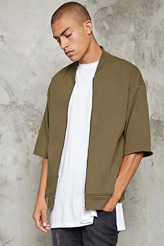 21 Men Men's  Raw-cut Boxy Zip-up Sweatshirt