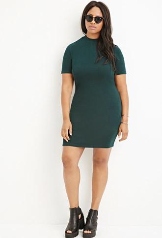 Forever21 Plus Textured Mock Neck Shift Dress