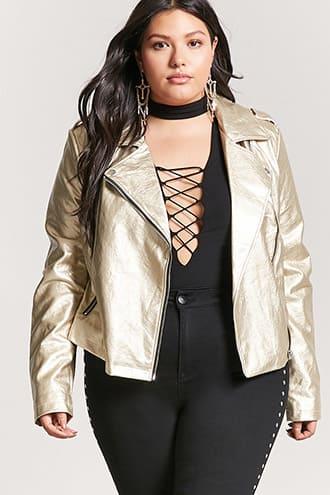 Forever21 Plus Size Metallic Faux Leather Jacket