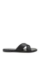 Forever21 Faux Leather Crossover Slide Sandals