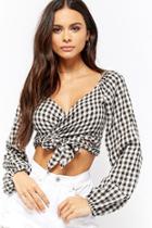 Forever21 Gingham Wrap Crop Top