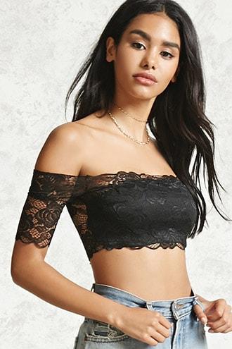 Forever21 Sheer Lace Crop Top
