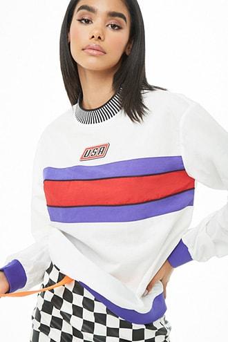 Forever21 Striped Panel Wind Pullover