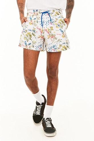 Forever21 Bellfield Palm Tree Print Swim Trunks