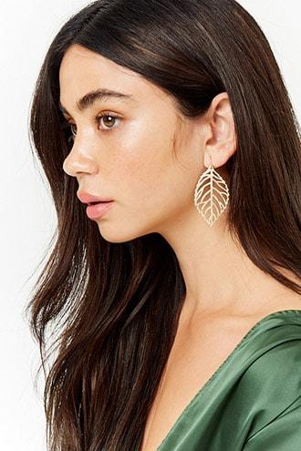 Forever21 Cutout Leaf Drop Earrings