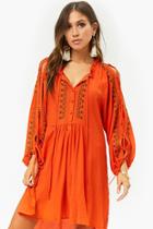 Forever21 Embroidered High-low Peasant Dress