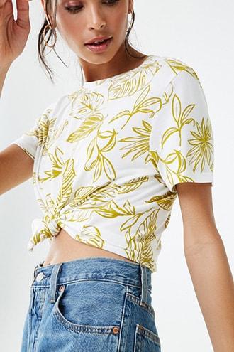 Forever21 Leaf Print Boxy Tee