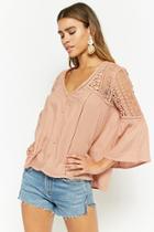 Forever21 Crochet-trim Bell-sleeve Top