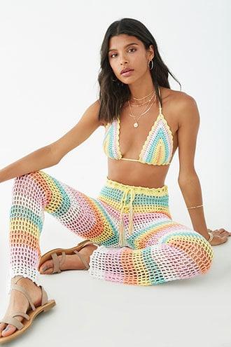 Forever21 Sheer Crochet Swim Cover-up Set