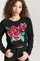 Forever21 Sequin Floral Sweater