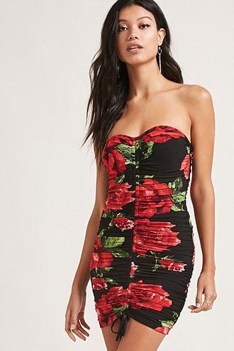 Forever21 Ruched Floral Tube Dress