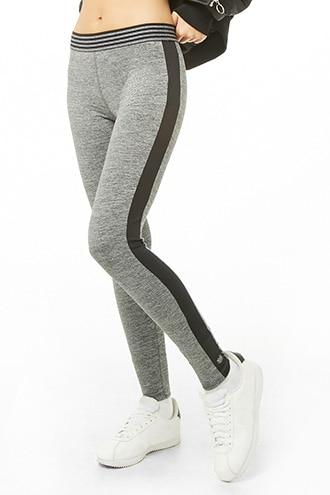 Forever21 Active Striped-trim Marled Leggings