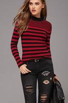 Forever21 Women's  Striped Button-shoulder Sweater