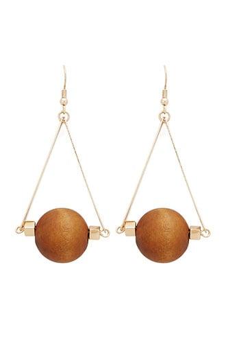 Forever21 Wood Ball Geo Drop Earrings
