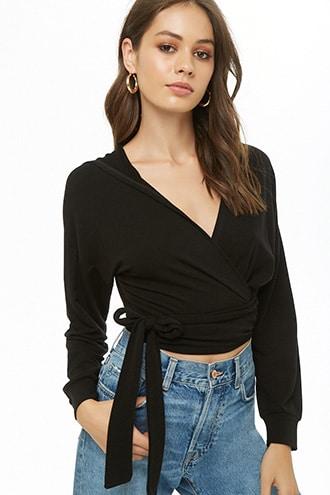 Forever21 Hooded Surplice Crop Top