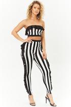 Forever21 Ruffle-trim Striped Tube Top & Pants Set