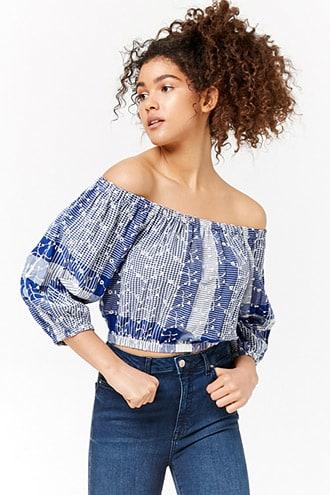 Forever21 Floral Embroidered Glen Plaid Crop Top