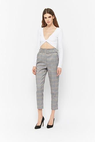 Forever21 High-waist Plaid Pants