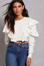 Forever21 Frayed Ruffle Crop Sweatshirt