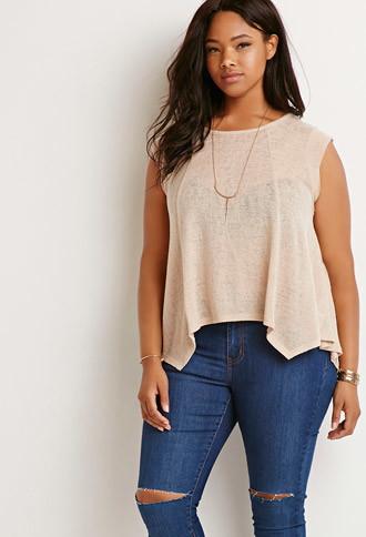 Forever21 Plus Crochet-panel Textured Top