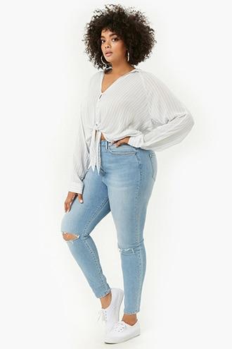Forever21 Plus Size Ripped Knee Jeans