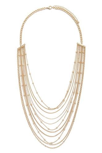 Forever21 Gold Beaded Chain Layered Necklace