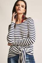 Forever21 Stripe Tie-front Knit Top