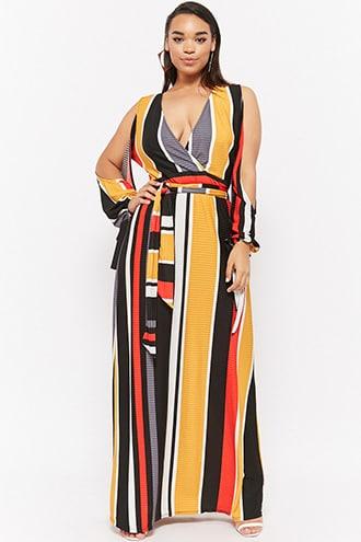 Forever21 Plus Size Surplice Striped Maxi Dress