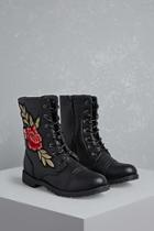 Forever21 Floral Patch Combat Boots