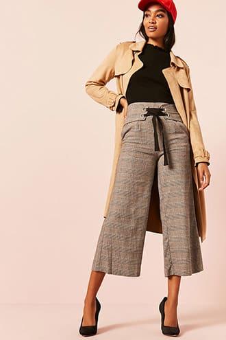 Forever21 Glen Plaid Wide-leg Pants