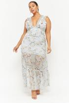 Forever21 Plus Size Dark Pink Floral Tiered Maxi Dress