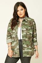 Forever21 Plus Women's  Plus Size Camo Utility Jacket