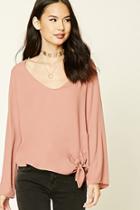 Forever21 Women's  Knotted-hem Top