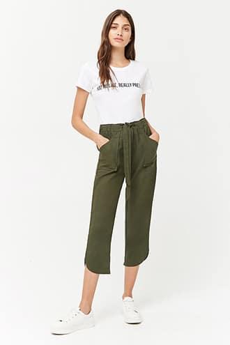 Forever21 Cropped Linen Pants