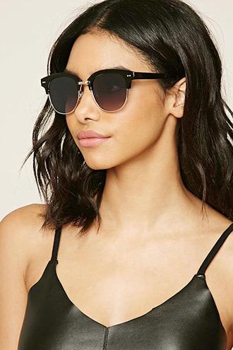 Forever21 Black & Grey Browline Square Sunglasses