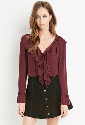 Forever21 Ruffled Crisscross-front Top